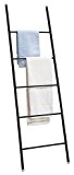 Porte-serviettes en échelle auto-portant pour salle de bain mDesign - 5 barres, Noir mat
