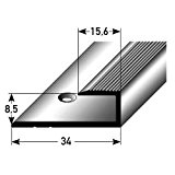 Profilé de bordure / Seuil d'arrêt pour le stratifié, 8,5 mm de haut, Aluminium anodisé, foré, couleur: argent