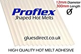 ProFlex 117 Transparent/Transparent 12 mm x 300 mm de haute qualité et performance Hot Melt Bâtons de colle (différentes tailles disponibles), 12mm x ...