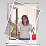 Proheim Comfort Moustiquaire de fenêtre avec cadre en aluminium blanc 120 x 150 cm et moustiquaire en fibre de verre, avec joint ...
