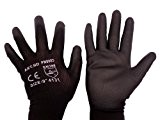 PWS Lot de 12 paires de gants de travail en nylon enduit de polyuréthane Taille 8/M