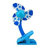 Qingsun Nouveauté Mini ventilateur clip hélice mousse Bleu style - USB Batterie Double- Sécurité Bébé Voiture- Être pilée