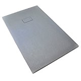 Receveur de douche 80 x 160 cm extra plat PIATTO en SoliCast® surface ardoisée, largeur 80cm gris
