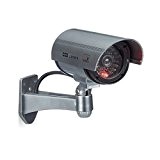 Relaxdays Fausse caméra de surveillance intérieur extérieur caméra factice lampe LED murale sécurité cambrioleur voleur, grise