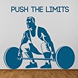 Repousser les limites Haltérophile Bodybuilding Stickers muraux Sport Gym Art Stickers disponible en 5 dimensions et 25 couleurs Moyen Turquoise
