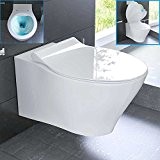 Rimless Cuvette WC Céramique sans marge Toilette de Chasse avec Lunette de WC avec Soft Close/WC suspendu