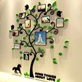 ristal 3D arbre sticker mural avec cadre photo pour la maison Chambre Décoration, Acrylique, Vert, Taille M
