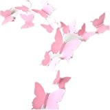 ROPALIA 12Pcs Stickers Muraux de Papillons 3D Autocollants Décoration Murale Amovible Réutilisable Pour Chambre Salon (Rose )