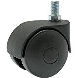 Roulette Twiny noire à tige filetée pivotante Guitel point M - Diamètre 50 mm