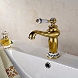SADASD Robinet de lavabo en cuivre européen tout l'or du bassin de l'eau vieux bassin robinet évier robinet laiton rétro ...