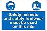 safety helmets et chaussures de sécurité doit être utilisée sur ce site de Sécurité-Auto-adhésif 300 x 200 mm