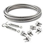 SET 15m cable 3mm acier inox cordage torons: 7x7 + 6 serre-câbles étrie + 2 tendeur oeil-crochet M4 - beaucoup ...