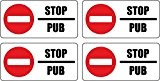 Set 4x autocollant sticker boite aux a lettre pas de pub stop interdit anti
