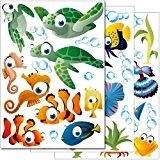 Set de stickers muraux Wandkings "Le monde sous-marin de l'océan" Kit d'autocollants - plus de 45 motifs autocollants sur 3 ...