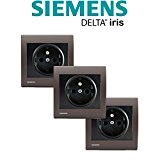 Siemens - LOT 3 Prise 2P+T Anthracite Delta Iris + Plaque Soft Marron