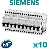 Siemens - Lot de 10 Disjoncteurs électriques phase + neutre 10A