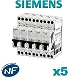 Siemens - Lot de 5 Disjoncteurs électriques phase + neutre 10A
