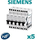 Siemens - Lot de 5 Disjoncteurs électriques phase + neutre 16A