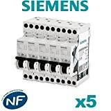Siemens - Lot de 5 Disjoncteurs électriques phase + neutre 20A