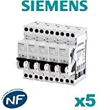 Siemens - Lot de 5 Disjoncteurs électriques phase + neutre 2A