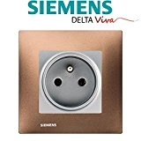Siemens - Prise 2P+T Silver Delta Viva + Plaque Métal Marron