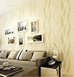 Simple et moderne Rayures verticales papier peint Motif vague, tissu non-tissé papier peint Chambre à coucher Salon murs, beige
