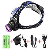 Siuyiu 5000 Lumens lampe frontale LED Cree XM-L T6 Phare LED Lampe à lumière lampe frontale + 2 * 18650 Batterie + Chargeur + ...