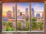 Skyline à l'effet de crayon d'art américain Fenêtre en 3D look, mur ou format vignette de la porte: 92x62cm, stickers ...