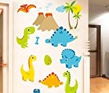 Skyllc® Cartoon Dinosaures Cute Q Version Animal Park Décoration Décorative Autocollants Stickers Muraux Chambre Enfant Fond d'écran