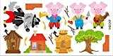 Skyllc® Trois petits cochons Big Bad Wolf pour construire une maison de papier peint Petite enfance papier peint Petite enfance ...