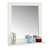 SoBuy® FRG129-W Miroir Mural Meuble Salle de Bain avec 1 étage plateau L40xP10xH49cm- Blanc