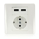 SODIAL(R)Dual USB Wall Charger Adaptateur Blanc