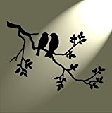 Solitarydesign Pochoir Motif 2 oiseaux dans un arbre rustique style décontracté en Mylar Format A4 297 x 210 mm