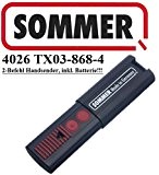 Sommer 4026 TX03-868-4, 2 canaux 868MHz télécommande. Top qualité télécommande originale. 100% compatible avec Sommer 4020, Sommer 4031 et Sommer ...