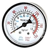 sourcingmap® Compresseur d'air pneumatique Manomètre pression hydraulique 0-12Bar 0-180PSI