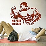 Sport Gym Art Decal No Pain No Gain Bodybuilder Citer Bodybuilding disponible en 5 dimensions et 25 couleurs Grand Couleur ...