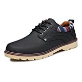 spritech (TM) hommes de mode britannique Confort Bout Rond Chaussures de travail à plat antidérapant Martin bottes, noir, US:8