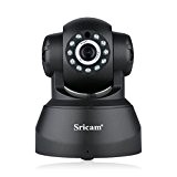 Sricam 720P Caméra de Surveillance PT ONVIF H.264 WIFI Infrarouge Night Vision Détection de Mouvement Noir