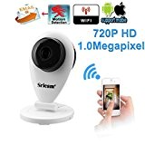 SRICAM Caméra IP sans Fil Intérieure 720p Wifi Caméra Portable ONVIF Vision Nocturne Cam 70° Détection du Mouvement Alerte Surveillance ...