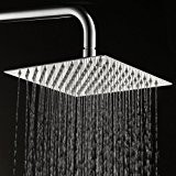 Stainless Steel Square Shower Head - Rain Style Showerhead, Waterfall Effect, Elegantly Designed, High Polish Chrome, Ultra Thin (8 inch) ...