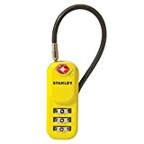 STANLEY Cadenas TravelMax TSA approuvé à combinaison 20mm jaune 3 chiffres cable vinyle, S742-061