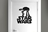 Star Wars La Vedette Wars Promeneur walker Salle Porte Stickers Vinyle Pochoirs - Noir (Hauteur 44cm x Longueur 40cm)
