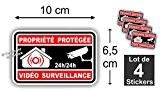 Sticker / Autocollant Alarme Vidéo Surveillance ( Lot de 4 stickers ) Alm Noir