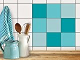 Sticker Carrelage Autocollant | carrelage adhesif mural - salle de bains et cuisine | Stickers carrelage - Design Tons Turquoise ...