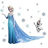 Sticker mural Elsa de La Reine des neiges Olaf en Papier peint Décoration murale pour enfant Motif Frozen Décoration de ...