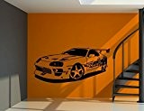 Sticker mural Fast & Furious Toyota Supra Paul Walker, Vinyle, noir, Medium