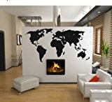 Sticker mural motif carte du monde-world map sticker mural décoratif motif "abstrait", 140 x 70 cm)