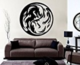 Sticker mural Yin & Yang Dragon, Vinyle, noir, XL