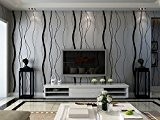 Style moderne abstrait lignes ondulées Noir ondulations 3d papier peint texturé – Gris Argenté, 33 '(10 m), rouleau complet