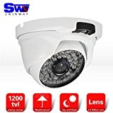 SW 1200TVL Caméra de vidéosurveillance dôme pour extérieur jour et nuit IR avec 3,6 mm angle de vue large 48 LED